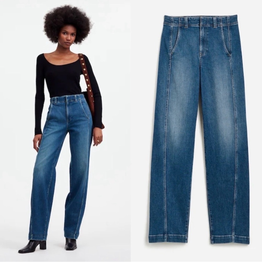 Madewell Tapered Denim Trousers High Rise Straight Leg Jeans 26
